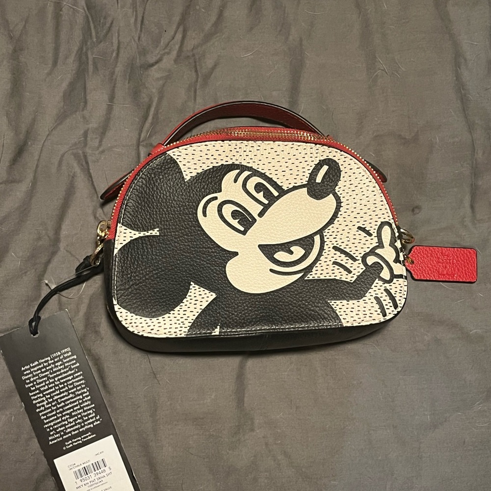 Coach Red and Black Mickey Mouse Tag